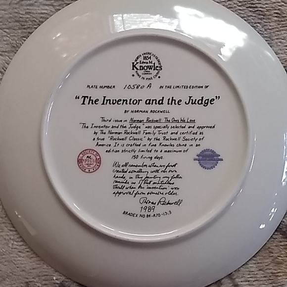 Norman Rockwell Limited Edition numbered plate by the Knowles Fine China company - Picture 2 of 7